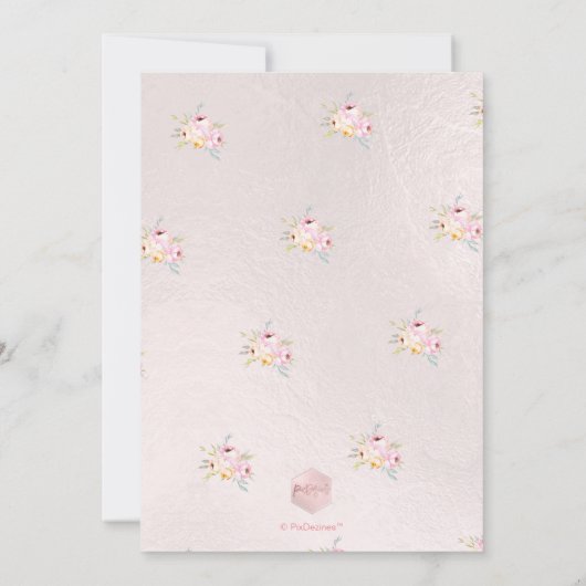 PixDezines Waterverf Bloemen Pioenen Doopsel Kaart (Achterkant)