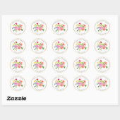 PixDezines Waterverf Bloemen/Ranunculus/Dank u Ronde Sticker (Vel)