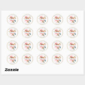 PixDezines Waterverf Bloemen/Ranunculus/Dank u Ronde Sticker (Vel)