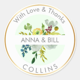 PixDezines Waterverf Bloemen/Ranunculus/Dank u Ronde Sticker