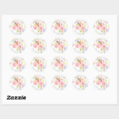PixDezines Waterverf Bloemen/Ranunculus/Dank u Ronde Sticker (Vel)
