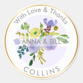 PixDezines Waterverf Bloemen/Ranunculus/Dank u Ronde Sticker