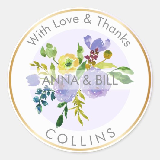 PixDezines Waterverf Bloemen/Ranunculus/Dank u Ronde Sticker (Voorkant)