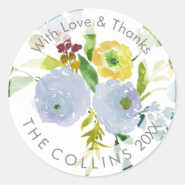 PixDezines Waterverf Bloemen/Ranunculus/Dank u Ronde Sticker