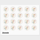 PixDezines Waterverf Bloemen/Ranunculus/Dank u Ronde Sticker (Vel)