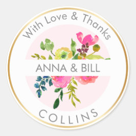 PixDezines Waterverf Bloemen/Ranunculus/Dank u Ronde Sticker