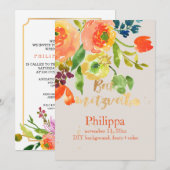 PixDezines Waterverf/Bloemen/RanunculusBat Mitzvah Kaart (Voorkant / Achterkant)