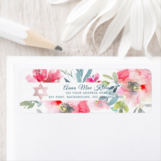 PixDezines Waterverf Bloemen, Rode Ombre Rozen Etiket (Insitu)