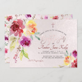 PixDezines Waterverf Bloemen Rozen Doop Kaart