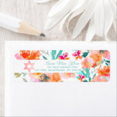 PixDezines Waterverf Bloemen, Tangerine Ora Rozen Etiket (Insitu)