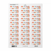 PixDezines Waterverf Bloemen, Tangerine Ora Rozen Etiket (Full Sheet)