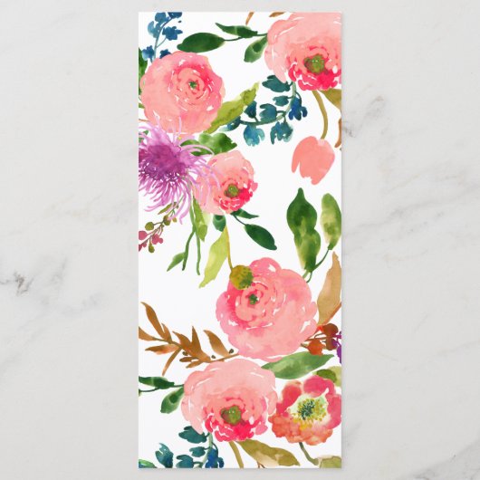 PixDezines Waterverf Bloemen Trouwprogramma Programmakaart (Achterkant)