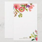 PixDezines waterverf bloemendecor/DIY achtergrond Briefpapier (Voorkant / Achterkant)