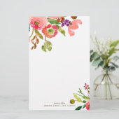 PixDezines waterverf bloemendecor/DIY achtergrond Briefpapier (Staand voorkant)