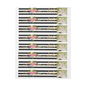 PixDezines waterverf/bloemig/streep/goud Omwikkelbaar Adreslabel (Vel)