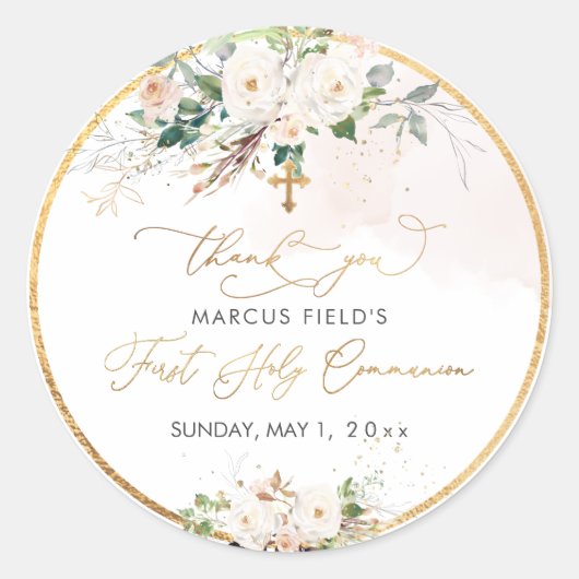 PixDezines waterverf blozen roze rozengemeenschap Ronde Sticker (Voorkant)