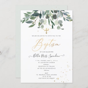 PixDezines Waterverf Blue Gum Greenery Baptism Kaart