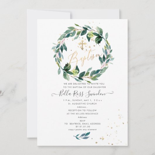 PixDezines Waterverf Blue Gum Greenery Doop Kaart (Voorkant)