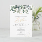 PixDezines Waterverf Blue Gum Greenery Doop Kaart (Staand voorkant)