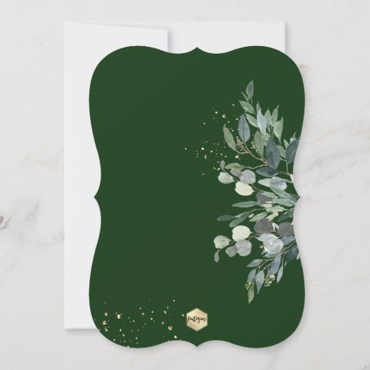 PixDezines Waterverf Blue GumGreenery Christening Kaart (Achterkant)