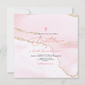 PixDezines Waterverf Blush Agate, Baptême Fille Kaart (Achterkant)