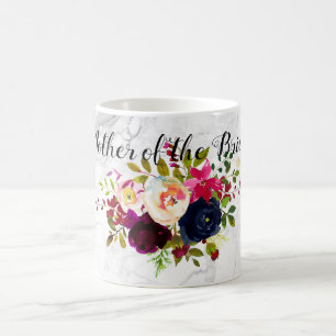 PixDezines Waterverf Blush, Bourgogne+Navy Flowers Koffiemok