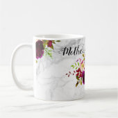 PixDezines Waterverf Blush, Bourgogne+Navy Flowers Koffiemok (Links)