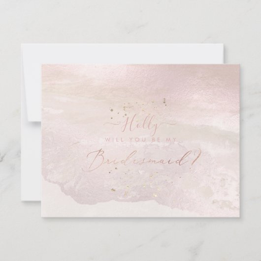 PixDezines Waterverf Blush Coastal Bridesmaid Kaart (Voorkant)
