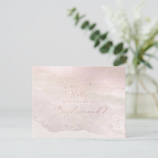 PixDezines Waterverf Blush Coastal Bridesmaid Kaart (Staand voorkant)