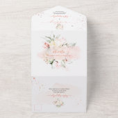 PixDezines Waterverf Blush Cream Rozen All In One Uitnodiging (Buitenkant)