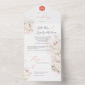 PixDezines Waterverf Blush Cream Rozen All In One Uitnodiging (Binnen)