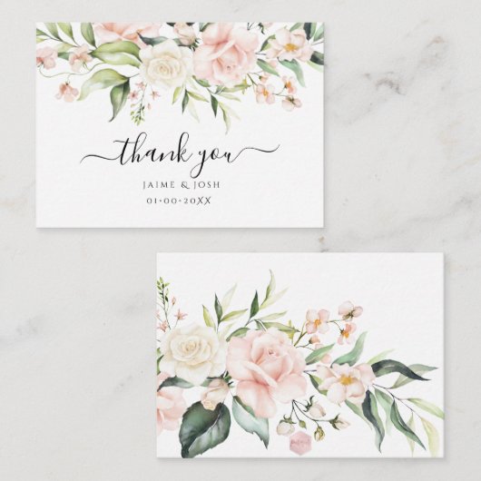 PixDezines Waterverf Blush Cream Rozen Noteer Kaar Notitiekaartje (Voorkant / Achterkant)