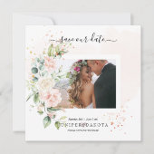 PixDezines Waterverf Blush Cream Rozen Opslaan D Save The Date (Voorkant)