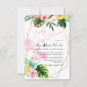 PixDezines Waterverf Blush Flamingos Baby shower Kaart (Voorkant)