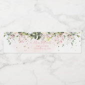 PixDezines Waterverf Blush Gum Eucalyptus Bridal Waterfles Etiket (Enkel label)
