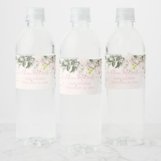 PixDezines Waterverf Blush Gum Eucalyptus Bruid Waterfles Etiket (Flessen)