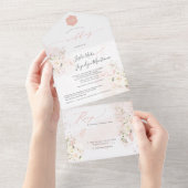 PixDezines Waterverf Blush Hyde Cream Rozen All In One Uitnodiging (Afscheurbaar)