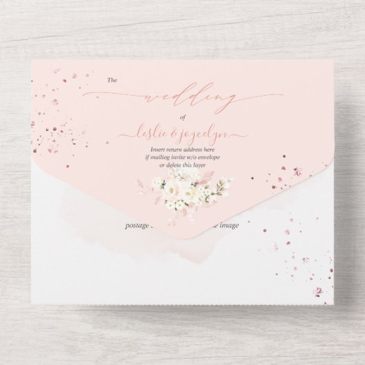 PixDezines Waterverf Blush Hyde Cream Rozen All In One Uitnodiging (Achterkant)