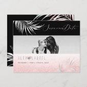 PixDezines Waterverf Blush Palm, Save the Date (Voorkant / Achterkant)