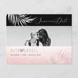 PixDezines Waterverf Blush Palm, Save the Date Briefkaart