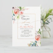 PixDezines Waterverf Blush Peonies Baby shower Kaart (Staand voorkant)