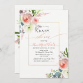 PixDezines Waterverf Blush Peonies Baby shower Kaart (Voorkant / Achterkant)