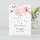 PixDezines Waterverf Blush Peonies Bat Mitzvah Kaart (Staand voorkant)