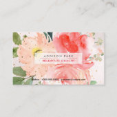 PixDezines Waterverf Blush Peonies Gold Dust Busi Visitekaartje (Voorkant)