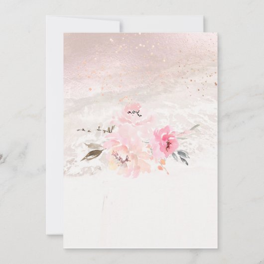 PixDezines Waterverf Blush Pioenen Bewaar de datum Kaart (Achterkant)