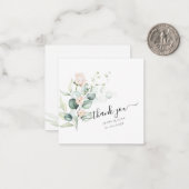 PixDezines Waterverf Blush Roos Eucalyptus Notitiekaartje (Voorkant / Achterkant in situ)