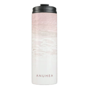 PixDezines Waterverf Blush Roos Gold Beach Thermosbeker