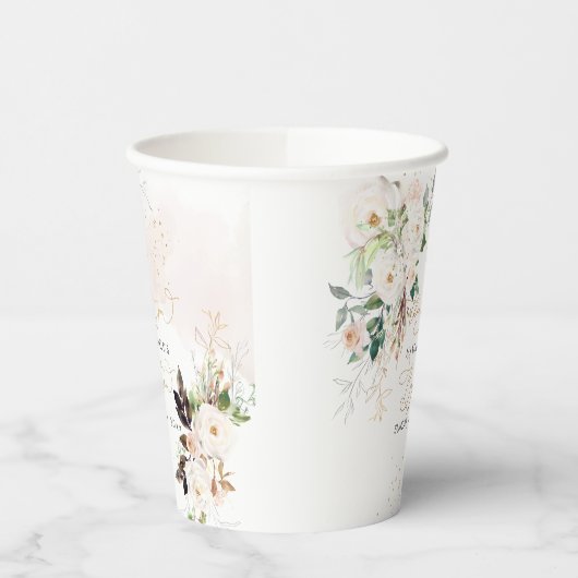 PixDezines waterverf blush roze rozen Baptisme Papieren Bekers (Links)