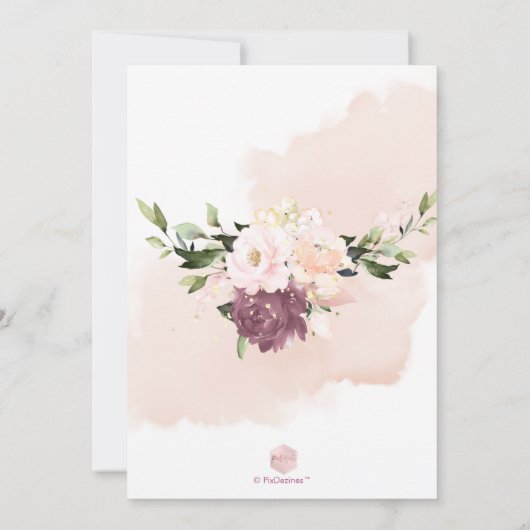 PixDezines Waterverf Blush Roze Stoffig Roos Kaart (Achterkant)