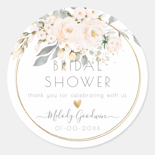 PixDezines Waterverf Blush Rozen Ash Foliage Ronde Sticker (Voorkant)
